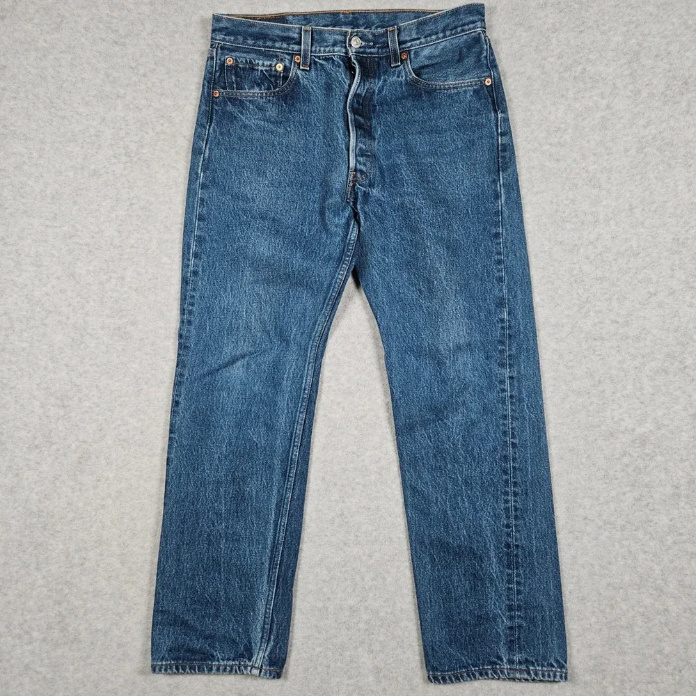 Vintage Levi's Men 34x33 Blue Denim Jeans 501xx Straight Button Fly (Fits 33x30)